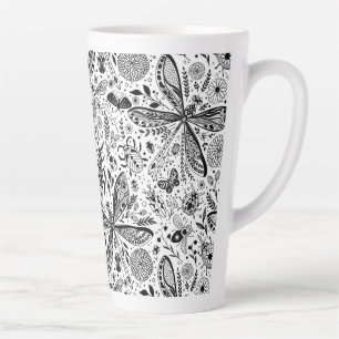 Doodle-bugs in donkerblauw latte mok