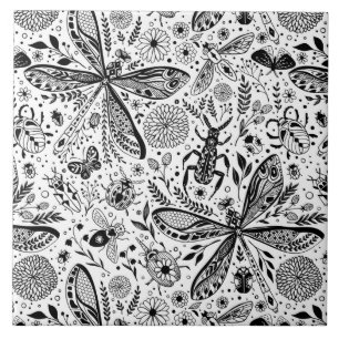 Doodle-bugs in donkerblauw tegeltje