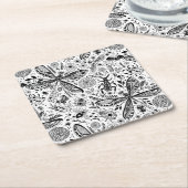 Doodle-bugs in donkerblauw vierkante kartonnen onderzetter (Schuin)