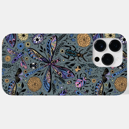 Doodle-bugs op grijs rooster Case-Mate iPhone case (Achterkant (horizontaal))