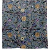 Doodle-bugs op grijs rooster douchegordijn (Voorkant)