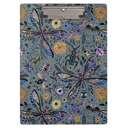 Doodle-bugs op grijs rooster klembord (Voorkant)