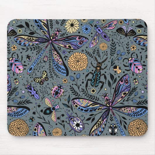 Doodle-bugs op grijs rooster muismat (Voorkant)