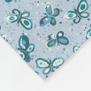 Doodle Bugs Vlinders - blauw - naadloos patroon. Fleece Deken