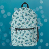 Doodle Bugs Vlinders - turquoise - patroon. Bedrukte Rugzak