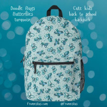 Doodle Bugs Vlinders - turquoise - patroon.