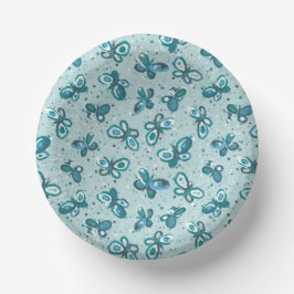 Doodle Bugs Vlinders - turquoise - patroon. Papieren Kommen