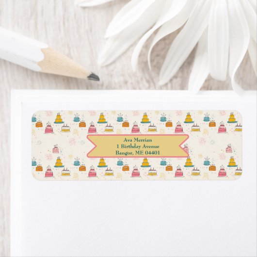 Doodle Cakes – Personalized Birthday Address Etiket (Insitu)
