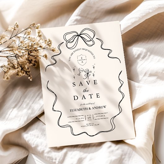 Doodle Champagne Whimsical Boog Huwelijk Save The Date