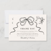 Doodle Champagne Whimsical Bow Wedding Bedankkaart (Voorkant)