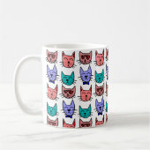 Doodle Chat coloré Visages Mugs en céramique 11oz (Gauche)