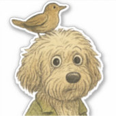 Doodle Chien Avec Autocollant Oiseau (Devant)