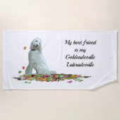 Doodle Chien Dans Serviette De Plage Feuille (Devant)