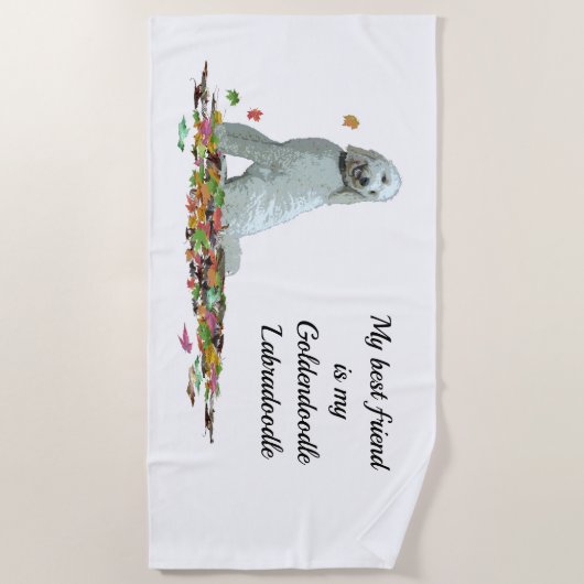Doodle Chien Dans Serviette De Plage Feuille (Devant)