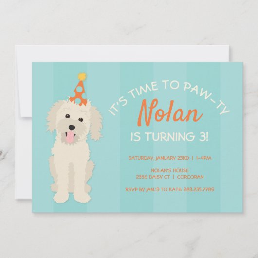 Doodle Chiot Anniversaire Fête Invitation (Devant)