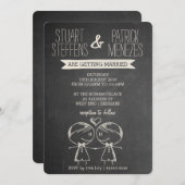 Doodle Couple sur Blackboard Gay Faire-part de mar (Devant / Derrière)