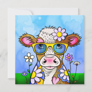 Doodle Cow Portrait Kaart