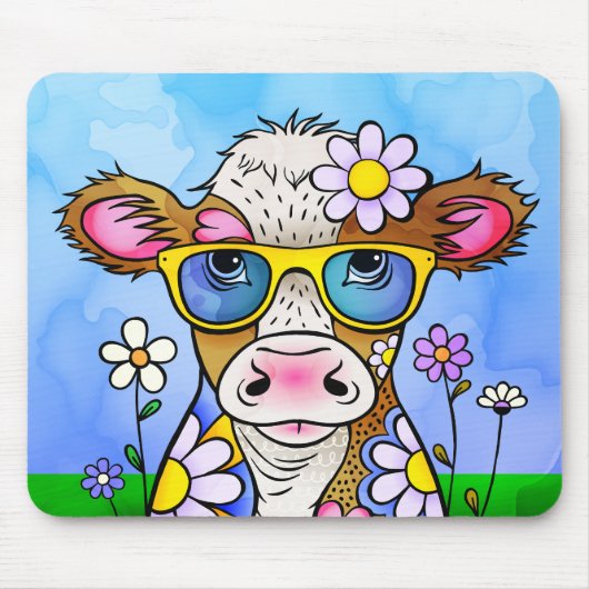 Doodle Cow Portrait Muismat (Voorkant)