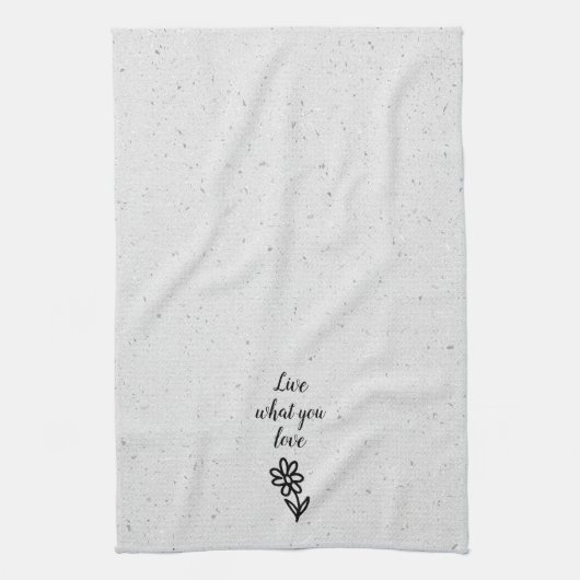 Doodle Daisy en Quote op Terrazzo Theedoek (Verticaal)