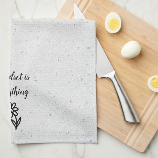 Doodle Daisy en Quote op Terrazzo Theedoek (Quarter Fold)