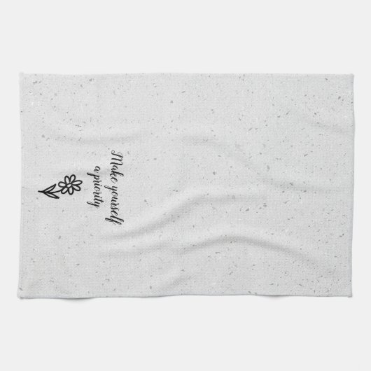 Doodle Daisy en Quote op Terrazzo Theedoek (Horizontaal)