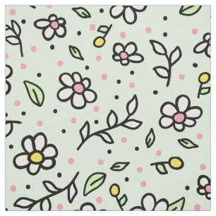 Doodle Daisy Flowers Schattige Girly Pattern Stof
