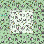  Doodle Daisy Flowers Schattige Girly Pattern Stof (Delen)