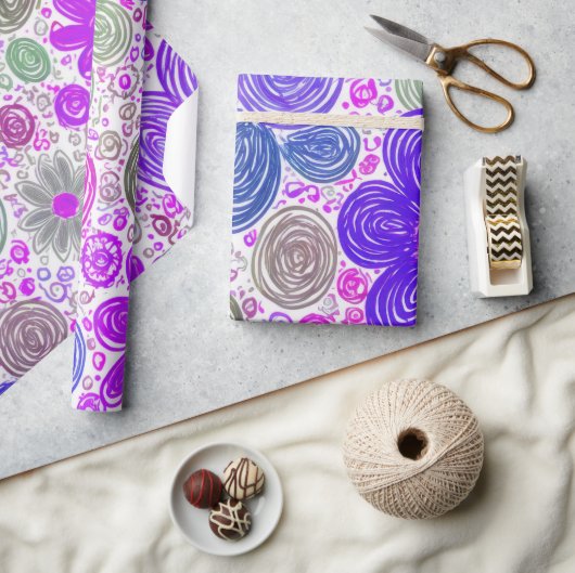 Doodle Daisy Pattern Cadeaupapier (Crafts)