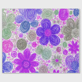 Doodle Daisy Pattern Cadeaupapier (Vlak)