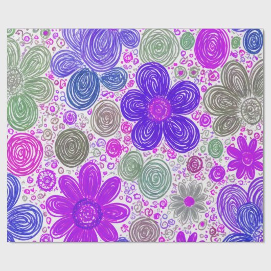 Doodle Daisy Pattern Cadeaupapier (Vlak)