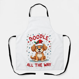 Doodle de hele weg Fancy Goldendoodle Kerstman Hoe Schort