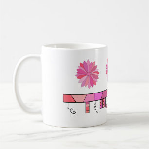 Doodle Design in Shades van Roze met Bloemen Koffiemok