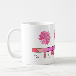 Doodle Design in Shades van Roze met Bloemen Koffiemok