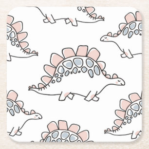 Doodle Dinosaurs: Hand getrokken plezier. Vierkante Kartonnen Onderzetter