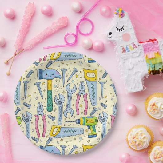 Doodle DIY Tool Collection With Stars Papieren Bordje (Feest)