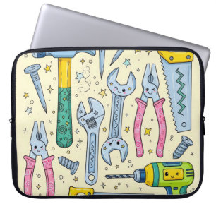 Doodle doe-het-zelf-gereedschapcollectie laptop sleeve