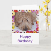 Doodle Dog en Fleurs colorées Carte Anniversaire (Fleur jaune)
