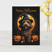 Doodle Dog Halloween Kaart (Gele Bloem)