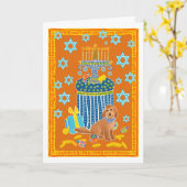 Doodle Dog Hanukah Kaart (Gele Bloem)