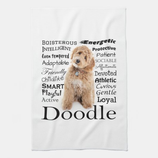 Doodle Dog Traits Theedoek (Verticaal)