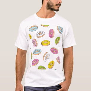 Doodle donuts patroon, naadloos ontwerp. t-shirt