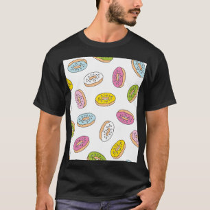 Doodle donuts patroon, naadloos ontwerp. t-shirt