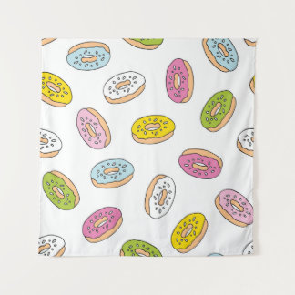 Doodle donuts patroon, naadloos ontwerp. wandkleed