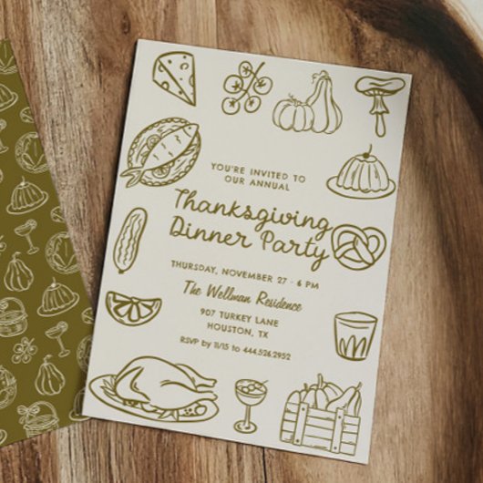 Doodle Doodle Thanksgiving Dîner Invitation