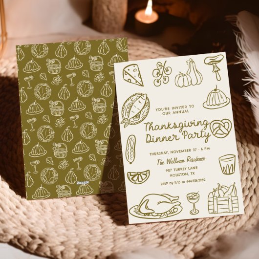 Doodle Doodle Thanksgiving Dîner Invitation