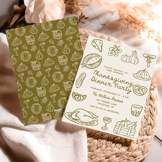Doodle Doodle Thanksgiving Dîner Invitation
