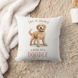 Doodle d'or Chien mignon oreiller à lancer