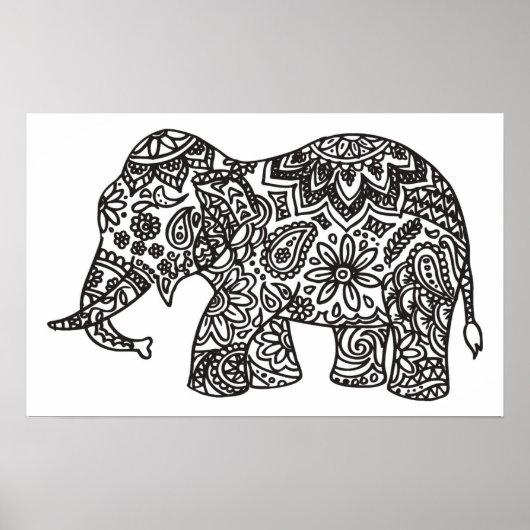 Doodle Elephant 2 Poster (Voorkant)