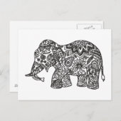 Doodle Elephant Briefkaart (Voorkant / Achterkant)