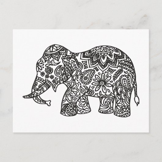 Doodle Elephant Briefkaart (Voorkant)